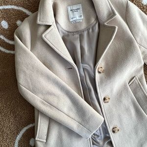 Abercrombie Wool-Blend Dad Coat in Cream
